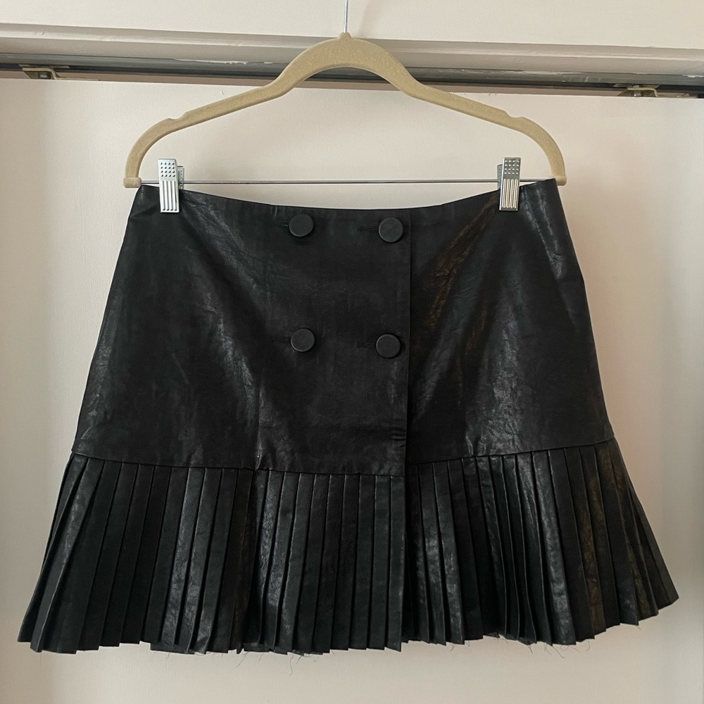 Zara Black Faux Leather Pleated Mini Skirt